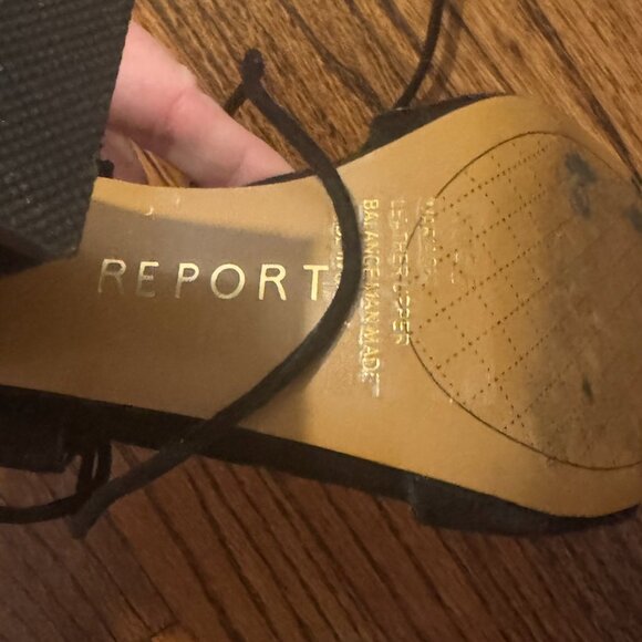 Report Mariachi Black Suede Leather Lace-Up Heels - Picture 7 of 7